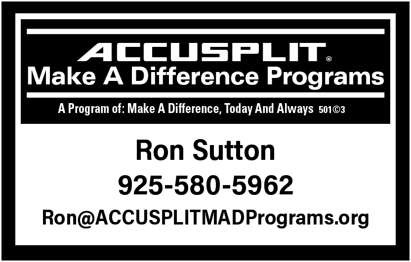 Contact info and logo for Sponsor ACCUSPLIT Make A Difference Programs